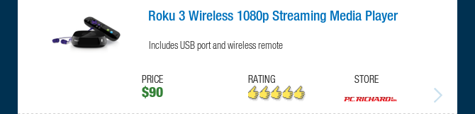 Roku 3 Wireless 1080p Streaming Media Player 