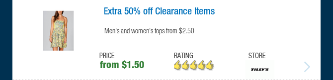 Extra 50% off Clearance Items