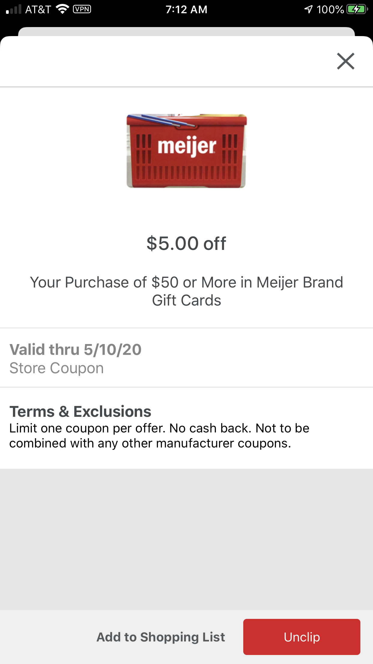 Meijer $5 off $50 Meijer Gift Card - B&M Regional Store