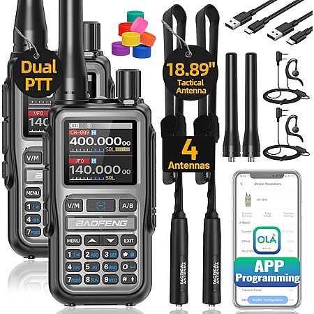 2-Pk Baofeng UV-5R Mini 5W Dual Band Handheld Ham Radios w/ USB-C ...