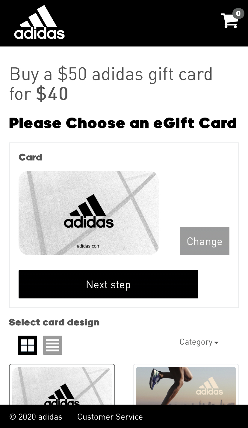 Buy a $50 adidas gift card for $40