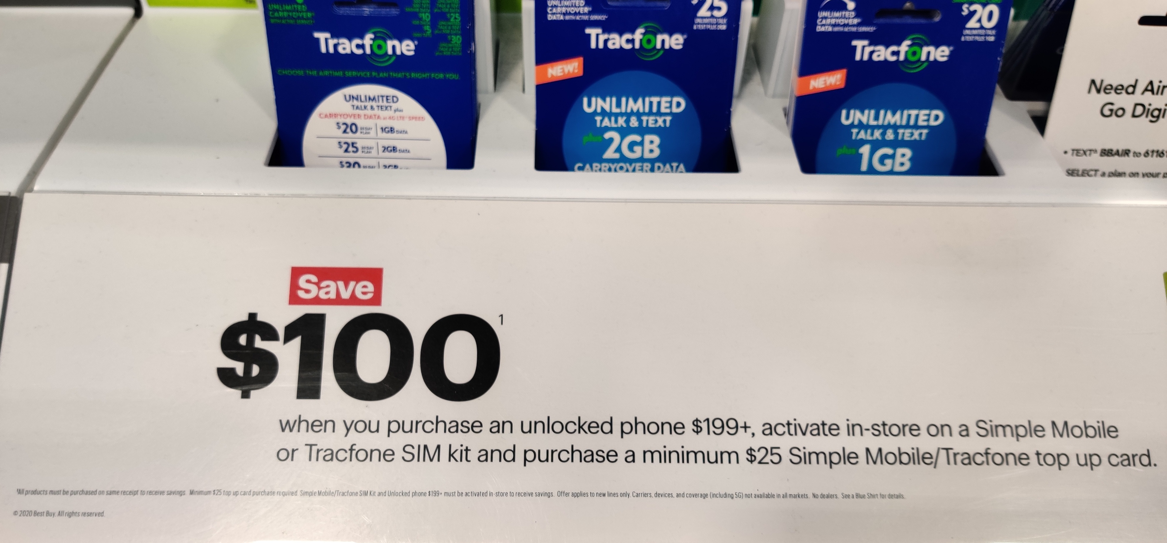 Best Buy (IN STORE ONLY) $100 OFF unlocked phones $199+ when you activate a $25+ simple mobile or TracFone service