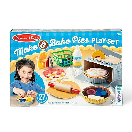 Melissa & Doug Make and Bake Pies Pretend Play Food Set and Wooden Oven with Squishy Dough for Ages 3+ - FSC Certified