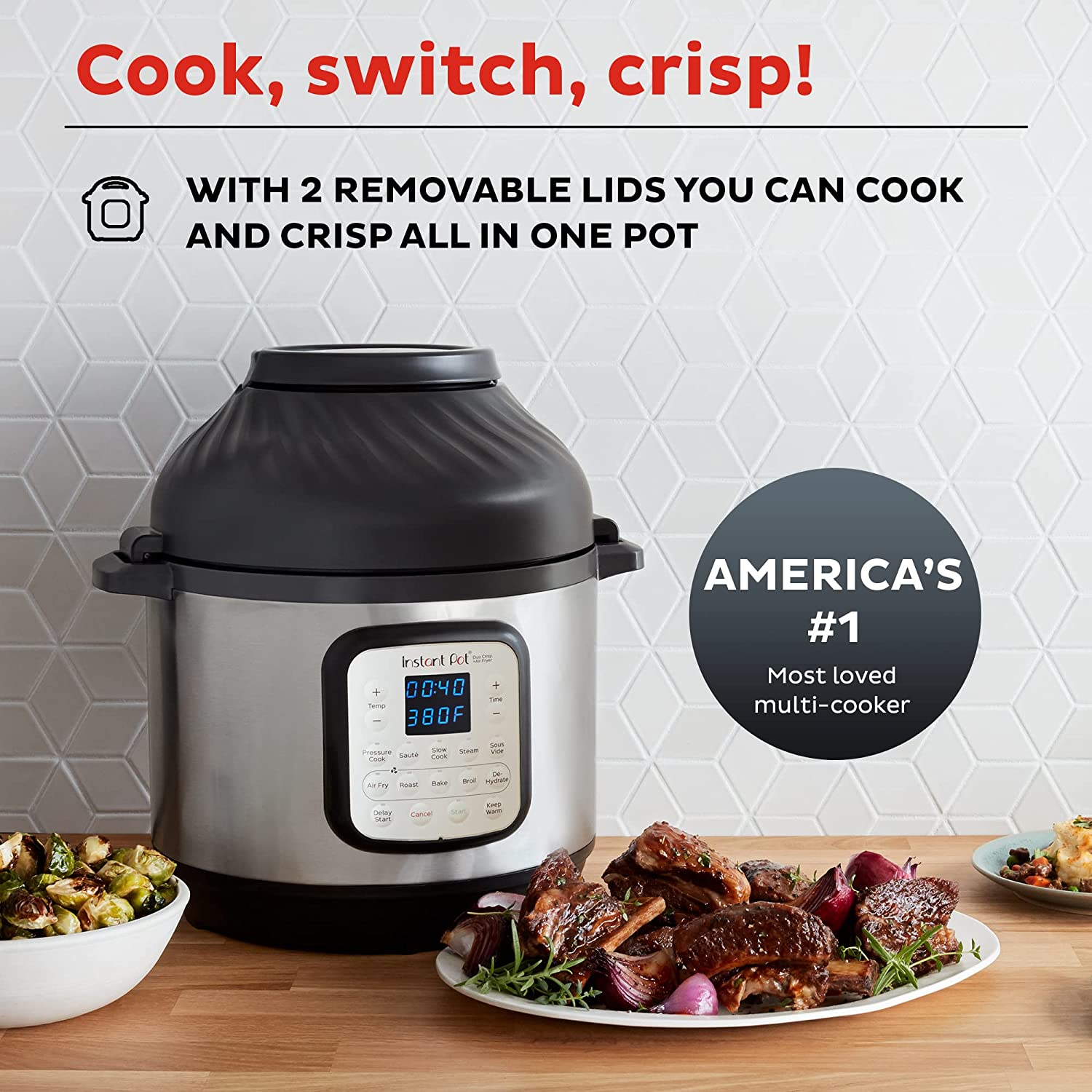 Instant Pot Duo Crisp 11 in 1 Pressure Cooker with Air Fryer Lid 8 Qt. 80.98