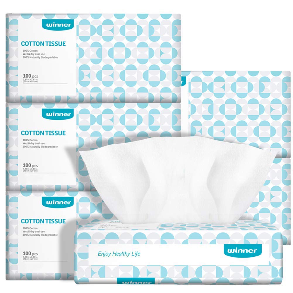 Winner Soft Dry Wipe, Made of Cotton Only, 600 Count Unscented Cotton Tissues for Sensitive Skin $21.44 at WinnerMedical via Amazon