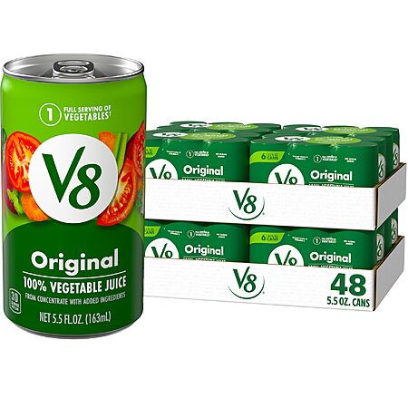 48-Pack 5.5-Oz V8 Original 100% Vegetable Juice $12.80 w/ S&S