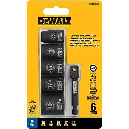 6-Pc DeWALT 3/8" Metric Impact Socket Set $12.15 or less