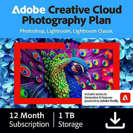 1-Year Adobe Creative Cloud Photography Plan w/ 1TB Storage (Digital Delivery) $100 & More