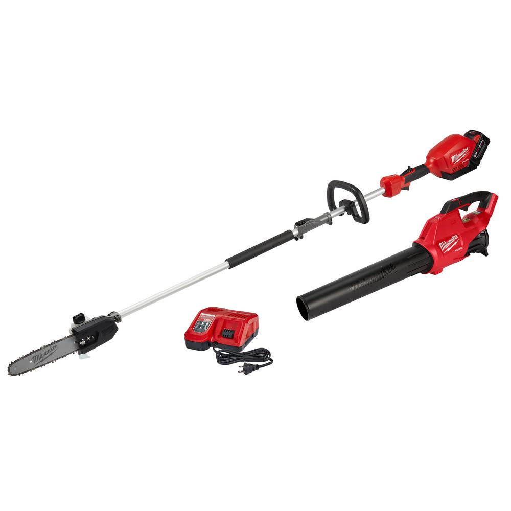 Milwaukee M18 FUEL 18-Volt Lithium-Ion Brushless Cordless 10 in. Pole Saw and Blower Combo Kit w/ Charger with 9.0 Ah Battery (2-Tool) $379
