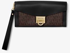 Manhattan Large Viola Leather and Logo Clutch $64.08