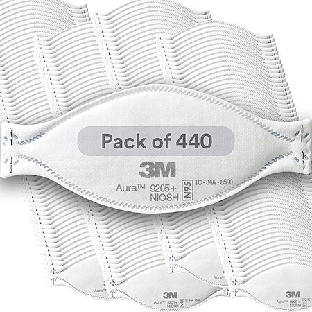 3M Aura Particulate Respirator 9205+, N95, Pack of 440 Disposable Respirators, Individually Wrapped $64.99