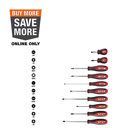 Milwaukee Combination Screwdriver Set (10-Piece) $19.97