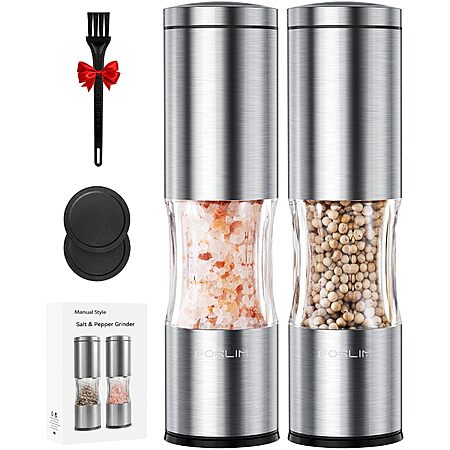 4.07-Oz FORLIM Salt & Pepper Manual Grinder Set w/ Ceramic Grinding Core (Silver) $10 