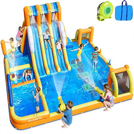 ELEMARA Inflatable Water Slide for Big Kids,950W Air Blower, 20.07x15.91FT, 12 in 1 Bounce House, 3 Long Slides, Digital Springboard, Climbing Wall $489.99