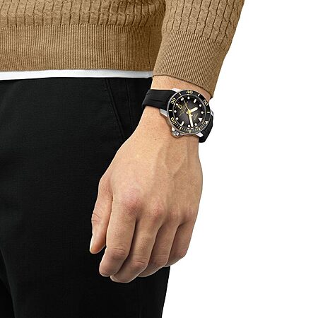 Tissot Mens Tissot Seastar 2000 Professional Powermatic 80 316L Stainless Steel case Automatic Watch, Black, Rubber, 22 (T1206071744101) $750