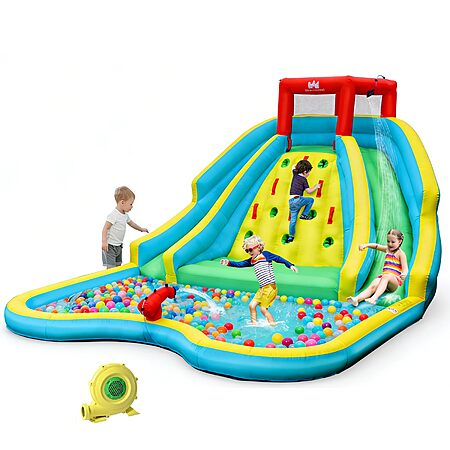 BOUNTECH Inflatable Water Slide Park, Double Slide Water Park Bounce House for Outdoor, Climbing Wall, Bouncy Castle with Blower $251.99 @Amazon
