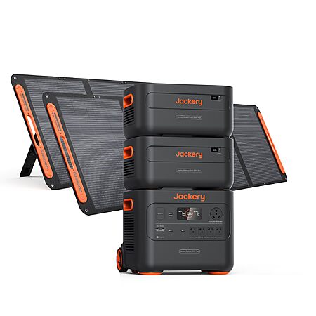 Jackery Explorer 2000 Plus Portable Power Station & 2x Extra Battery, 2x 200W Solar Panel, 6128Wh LiFePO4, 10-Year Lifespan, 3000W Output, Expandable to 24kWh $3097