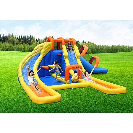 Big Splash Triple Water Slides and Pool Water Park, 24 ft L x 21 ft W x 8 ft H, Blower Included, Triple Slides, Splash Pool, Netted for Safety, Outdoor Fun for Kids $529