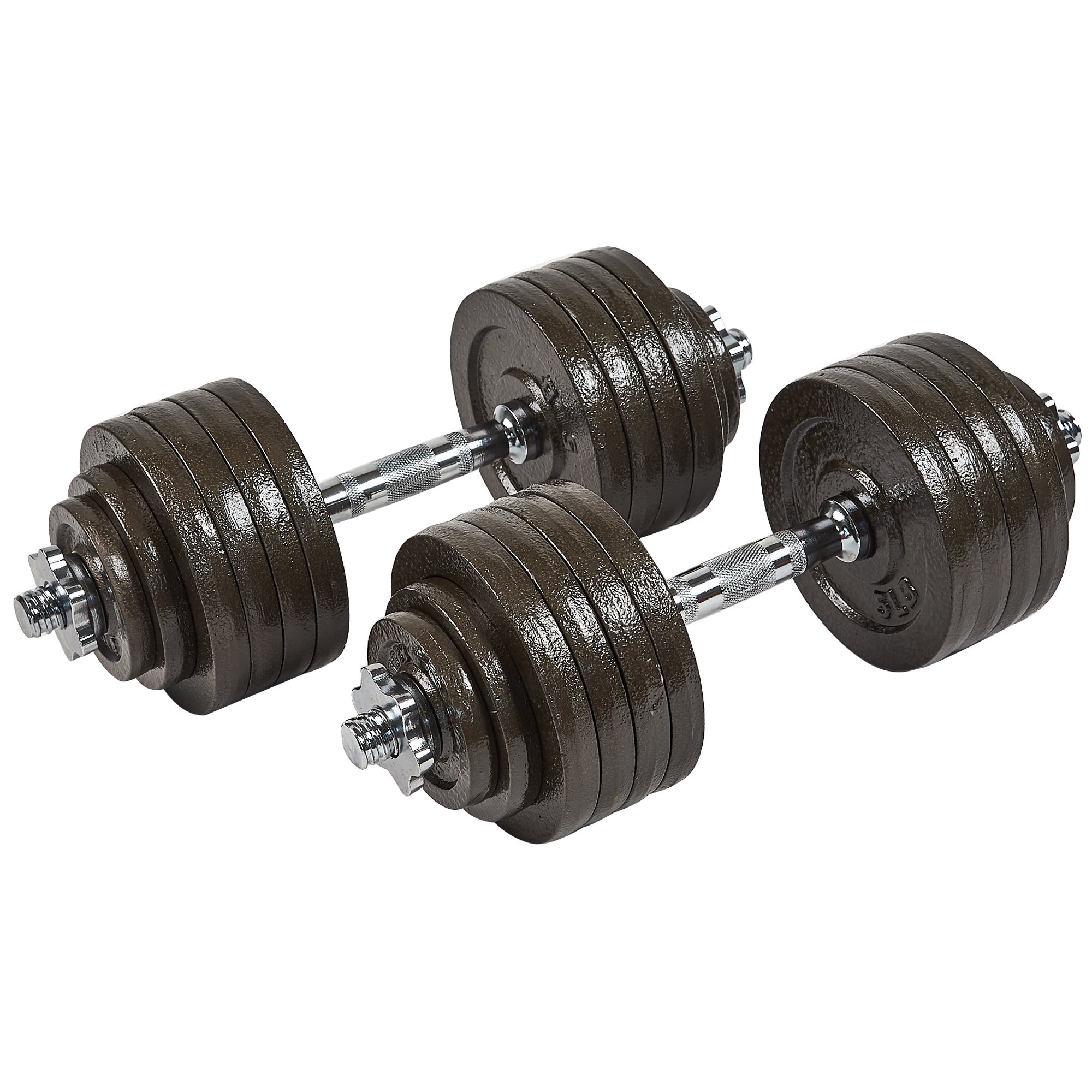 Everyday Essentials Contoured Handle Cast Iron Adjustable Dumbbell Weight Set, 52.5 lbs Pair for $179.99. Free shipping