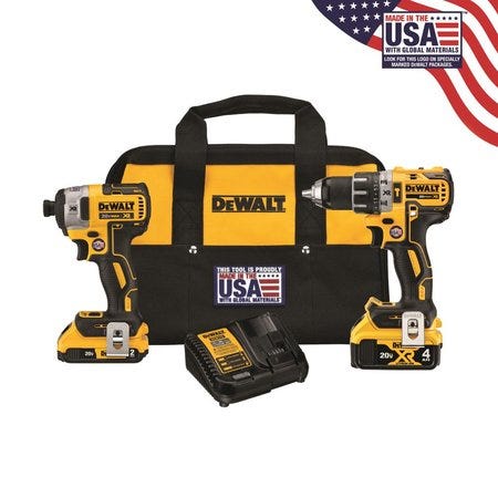 Dewalt Hammer Drill + Impact driver combo with one 2ah and one 4ah battery ( Model - DCK287D1M1 )  - $209