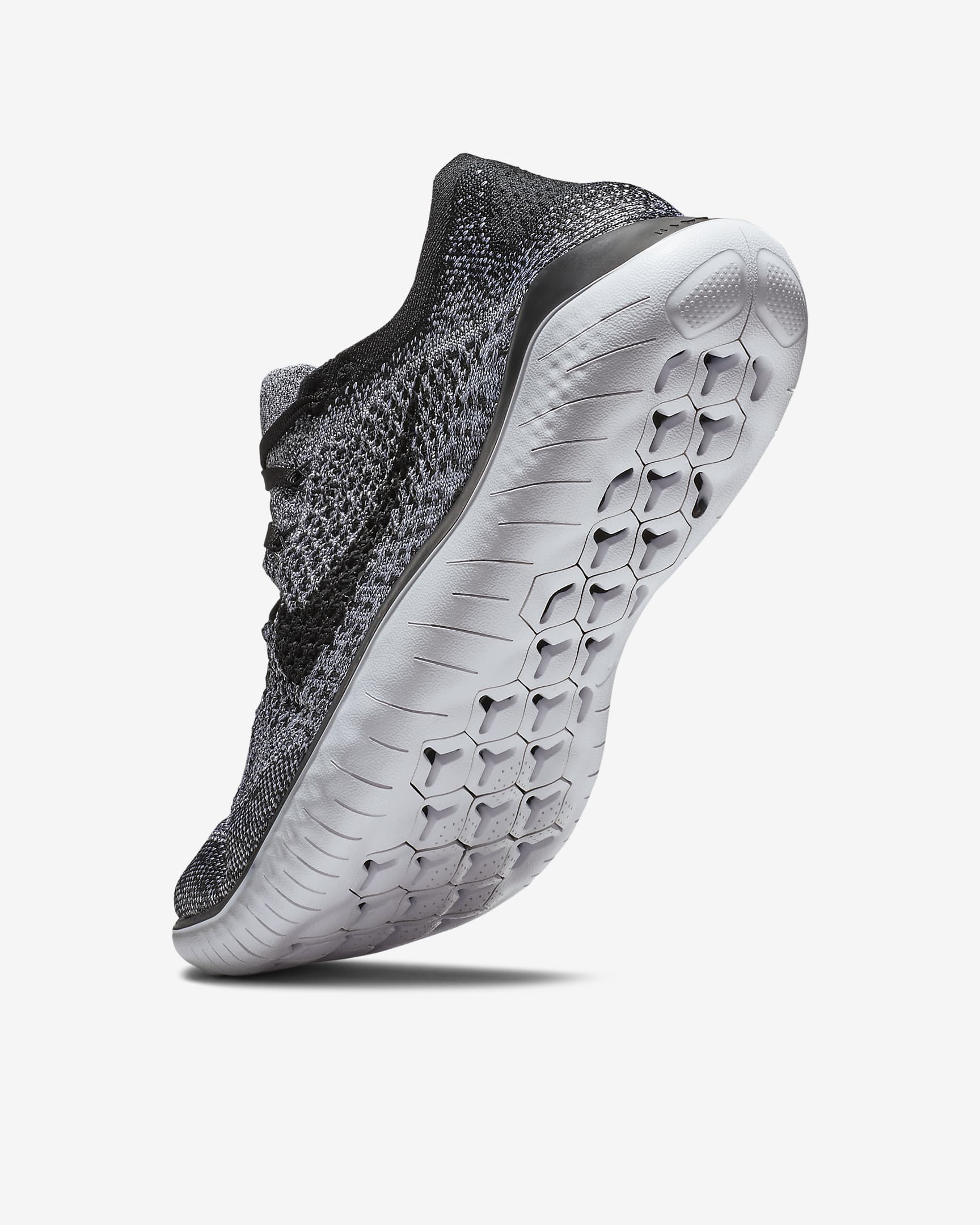 Nike Men s Free Run Flyknit 2018 Road Running Shoes White Grey Black 72 Free Shipping