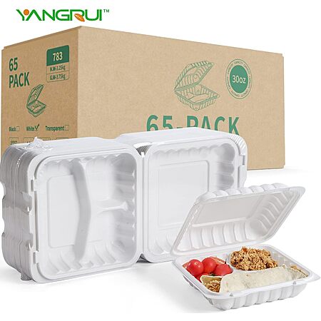 65-Pack 30-Oz Yangrui Clamshell BPA Free Reusable To-Go Food Containers ...