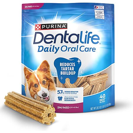 Purina DentaLife Daily Oral Care Dog Treats: 40-Count (for Small/Medium) 2 for $15.41, 18-Count (for Large) 2-for $9.05 & More w/ S&S + Free Shipping w/ Prime or on $35+