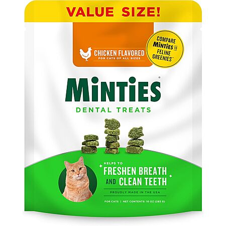 thumbnail image 2 of Minties Dental Treats For Cats – Chicken & Salmon Flavored – Fresh Breath & Clean Teeth 2 of 4