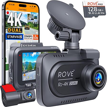 Lightning Deal: ROVE R2-4K DUAL Front & Rear Dash Cam w/ STARVIS 2 Sensor $89.99 + Free Shipping