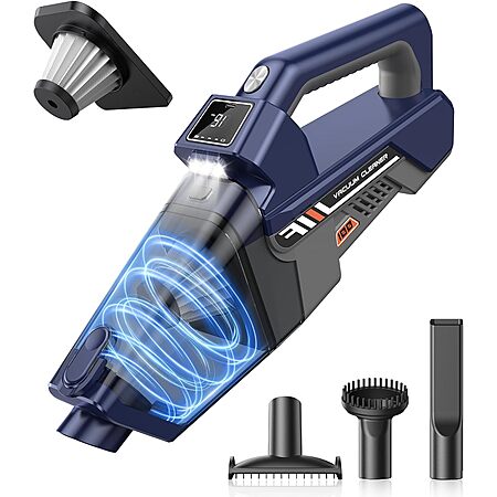Jonyj Cordless Handheld Vacuum Cleaner w/ HEPA filter, LED Light & Multi-Nozzles $18.39 + Free Shipping