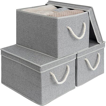 3-Pack 32L StorageWorks Decorative Storage Bins w/ Lids (Jumbo, 2 colors) $12.89, (Large, Grey & White) $11.69 & More + Free Shipping w/ Prime or on $35+