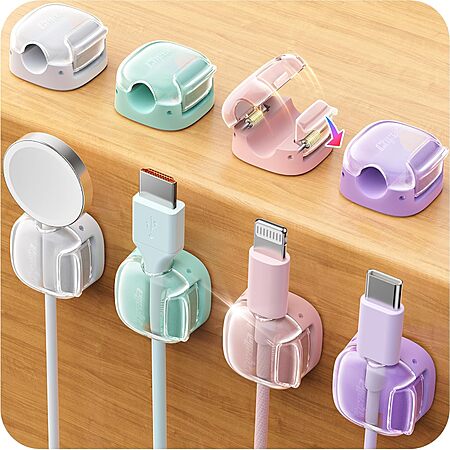 8-Pack Chfeila Dual Spring & Clasp Lock Adhesive Cable Organizer Clips ...