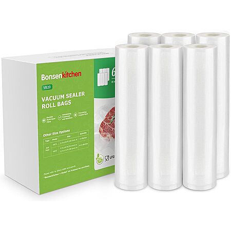 6-Pack 8"x16' Bonsenkitchen Vacuum Sealer Bags $8.35 