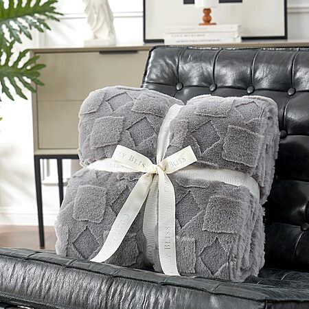 Prime Members: 60" x 80" Cozy Bliss Faux Fur Textured Throw Blanket (various) $16 