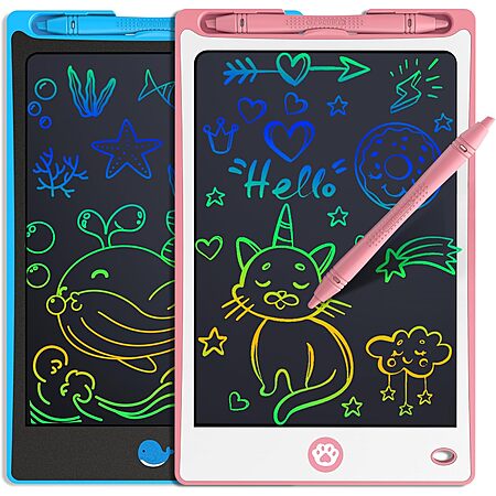 2-Pack Hockvill 8.8" Kids LCD Erasable Doodle Board Tablet (Pink & Blue) $5 