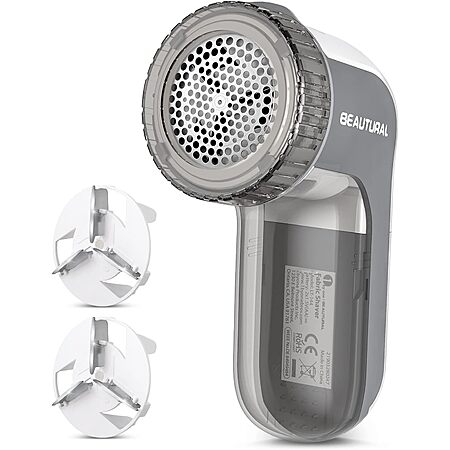 Beautural Battery Operated Fabric Shaver & Lint Remover w/ 2 Extra Blades (Gray) $5 or less 