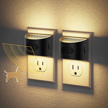 2-Pack JandCase LED Dimmable Wall Plug Night Lights w/ Motion Sensor (Various) $8 & More