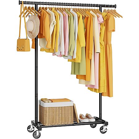 Hyseyy Metal Rolling Clothes Rack: Double Rod $22.20 or Single Rod ...
