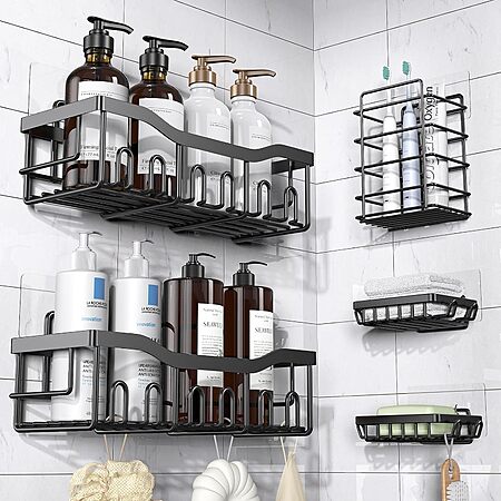 5-Pc Eudele Rustproof Stainless Steel Shower Caddy Organizers (Black) $7.60