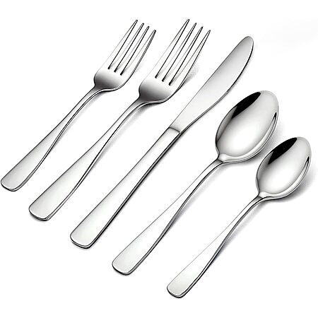 40-Pc BEWOS Stainless Steel Flatware Set (Service for 8) $13