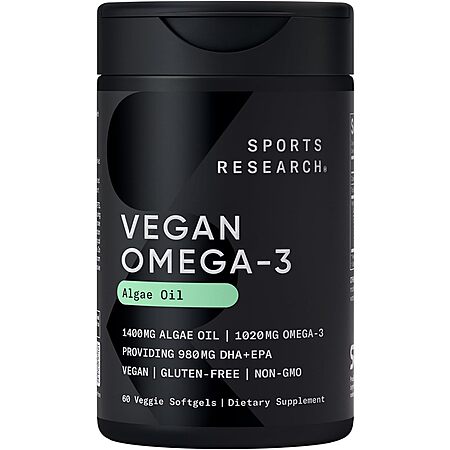 Select Accounts: 60-Count Sports Research Vegan Omega-3 Algae Oil Softgels $14.55 w/ S&S