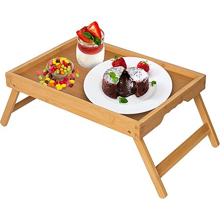 Artmeer Bamboo Bed Tray Table w/ Folding Legs (Medium) $9.99 + Free Shipping w/ Prime or on $35+