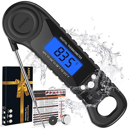 AMMZO Digital Magnetic Instant Read Food/Meat Thermometer (Black) $5.29 + Free Shipping w/ Prime or on $35+