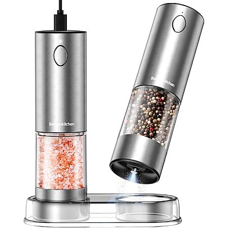Prime: 95ml Bonsenkitchen Rechargeable Salt & Pepper Grinder Set $10.20 + Free S&H