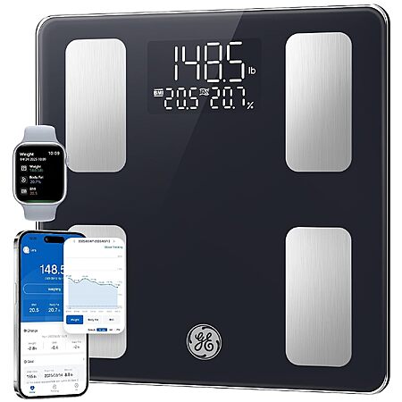 GE Smart Bluetooth Digital Scale w/ BMI & Body Fat (400-Lb, Black) $19.99 + Free Shipping w/ Prime or on $35+