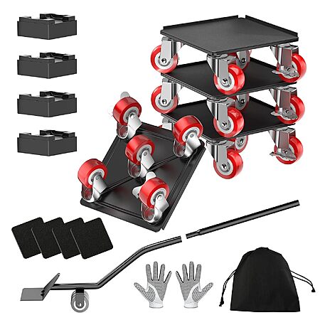 4-Pack Loyal Tiger 1000-Lb Capacity Furniture Dolly Movers w/ Swivel Wheels & Lifter Pry Bar $20.39 & More