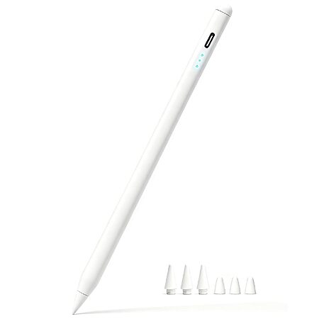 JEDOUBAL Palm Rejection & Tilt Sensitive Fast Charge Stylus Pen for iPad 2018-2026 (White)