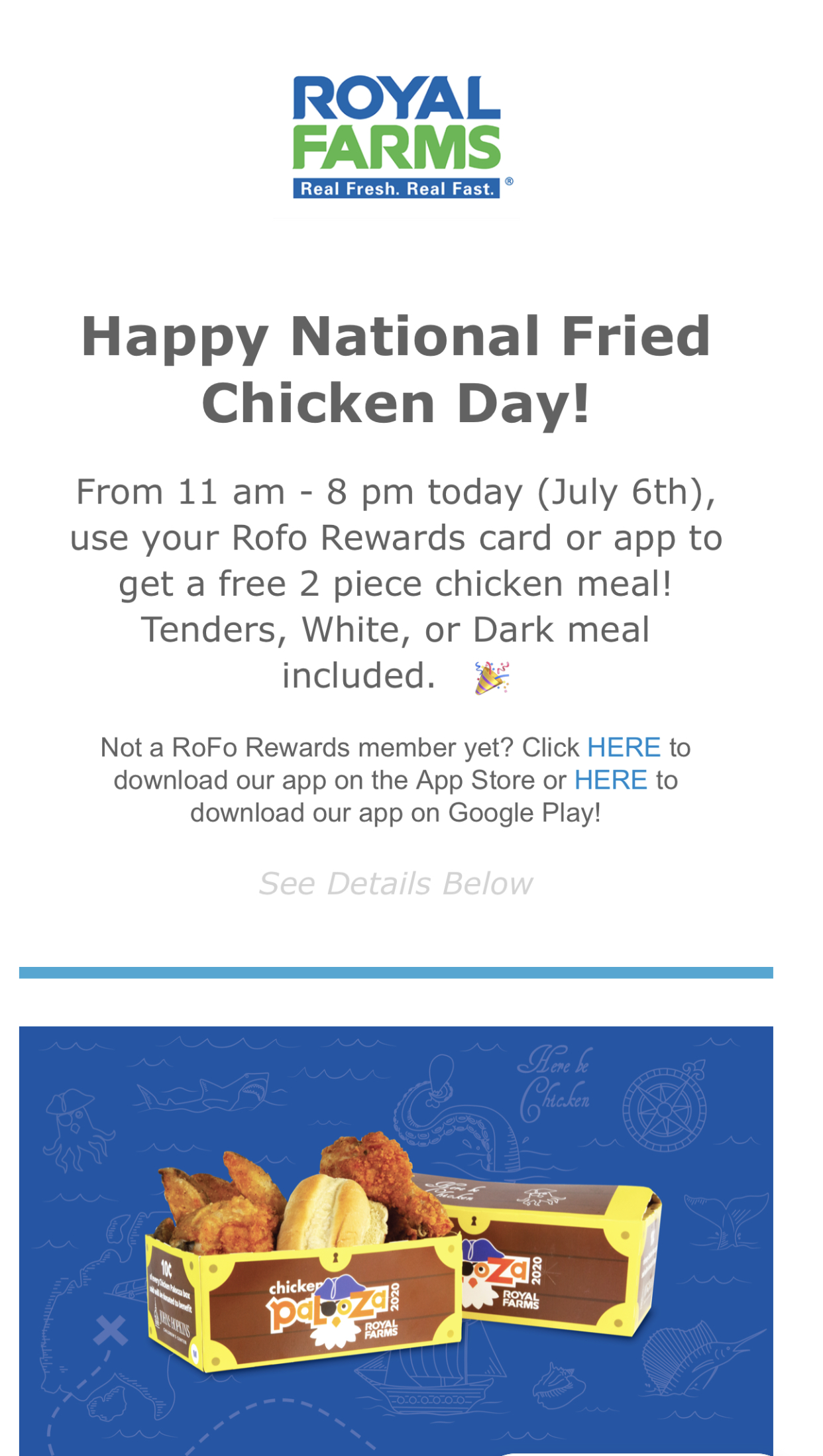 Royal Farms: Free 2 Piece Chicken Meal (7/6/20 Only)