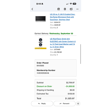 Costco - LG Washtower / Multiple Appliance Combo Deal
