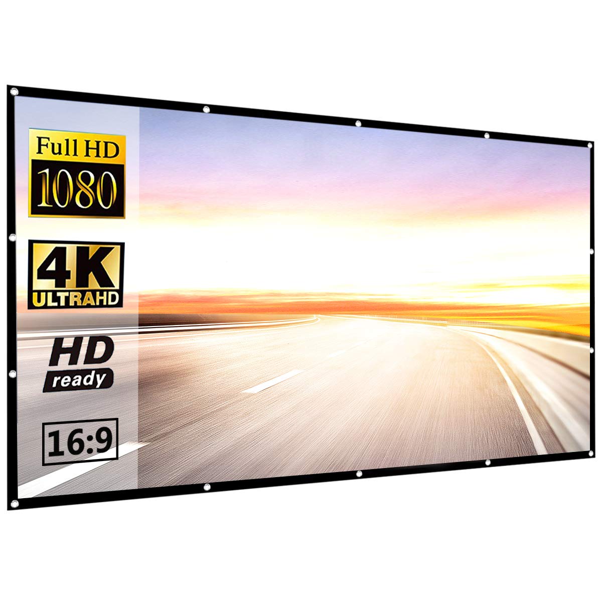 120 Inch 16:9 HD Projector Screen, P-JING Portable Video Screen Widescreen Foldable Anti-Crease Indoor Outdoor Projector $22.97